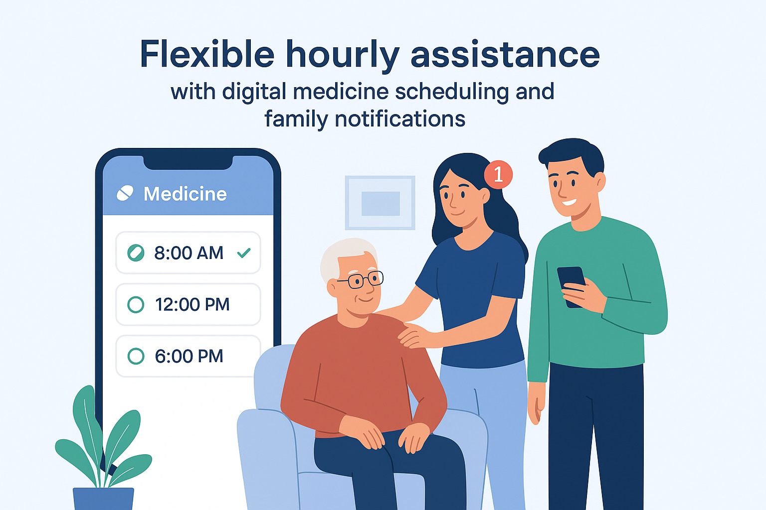 Aroha Cares caregiver supporting a senior at home